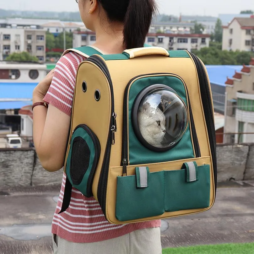 Pet Cat Sac à dos Respirant Cat Carrier Outdoor Pet Sac à bandoulière pour petits chiens Chats Capsule spatiale Astronaute Sac de voyage jllVsb