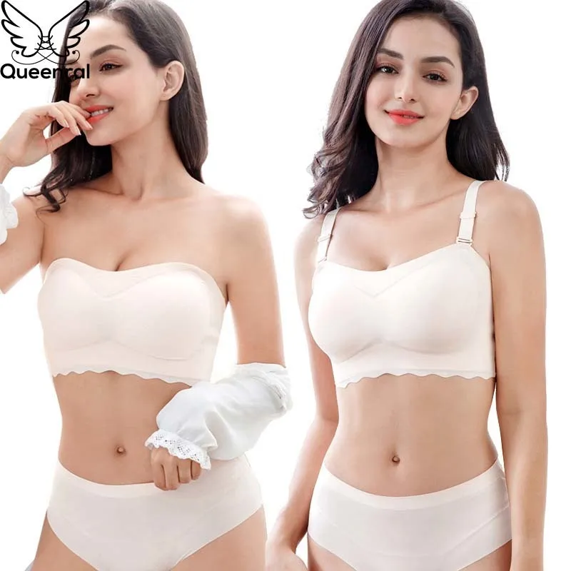 Quenral Strapless 브래지어 플러스 사이즈 브래지어 여성을위한 속옷 보이지 않는 브래지어 브라 렉스 6XL 7xl Brassiere Soutien Gorge Femme 201202