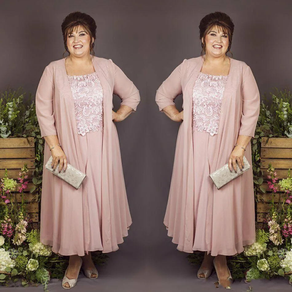 Plus Size Lace Chiffon Mother Of The Bride Dresses With Jacket For Wedding Guest From Nickdresses 98.5 DHgate.Com