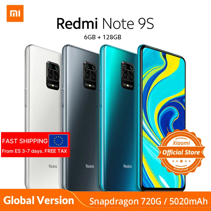 Xiaomi redmi Note 9s Smartphone Snapdragon 720 g Octa Core 5020mAh 48MP Quadcamera Mobile Phone Versión global