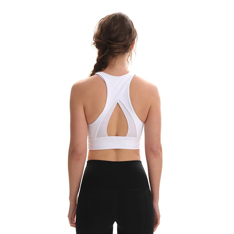 Yoga Lu Lu Sports Bh Tank Camis stötsäker supportnät Stitching Back Running Fitness Non-stål Ring Underkläder Gymkläder Kvinnor