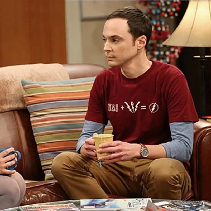 The Big Bang Theory Sheldon Cooper Same Style Short Sleeve Cotton T Shirt The Flash Costume Clothing Joggers Funny T-shirts Men