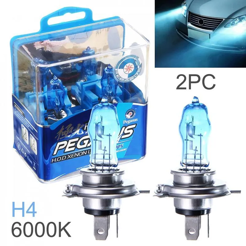 Faróis de carro 2X H4 Xenon Lâmpadas HOD 6000K Lente única 12V 100W Lâmpada de halogênio branca super brilhante Frente