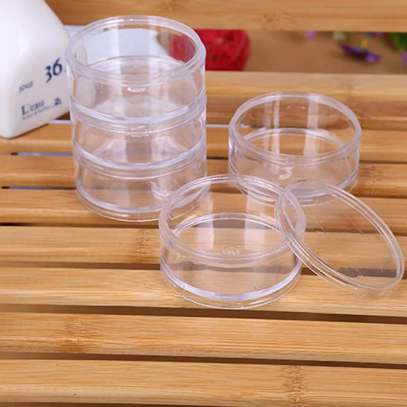 7x7x13.5cm Transparent Plastic Cosmetic Storage Containers Minerals Display Clear Makeup Stackable Small Jar 5 layer LZ1365