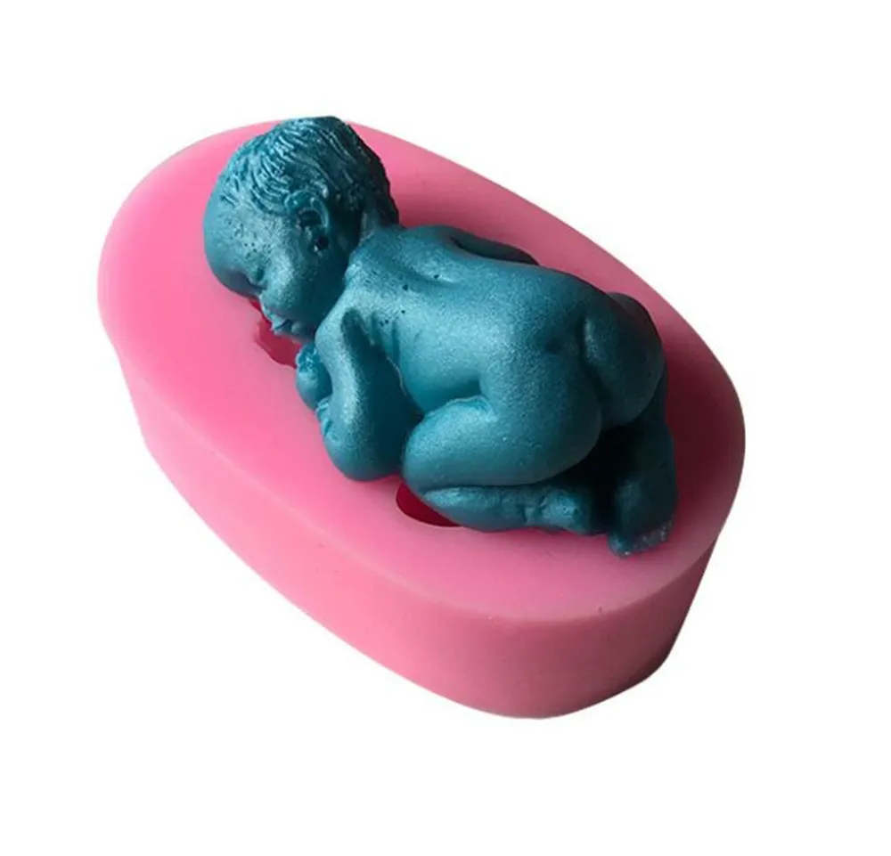 Jardin maison moules de cuisson 3D dormir bébé poupée Silicone gâteau moule face vers le bas fête Fondant décoration outils Cupcake