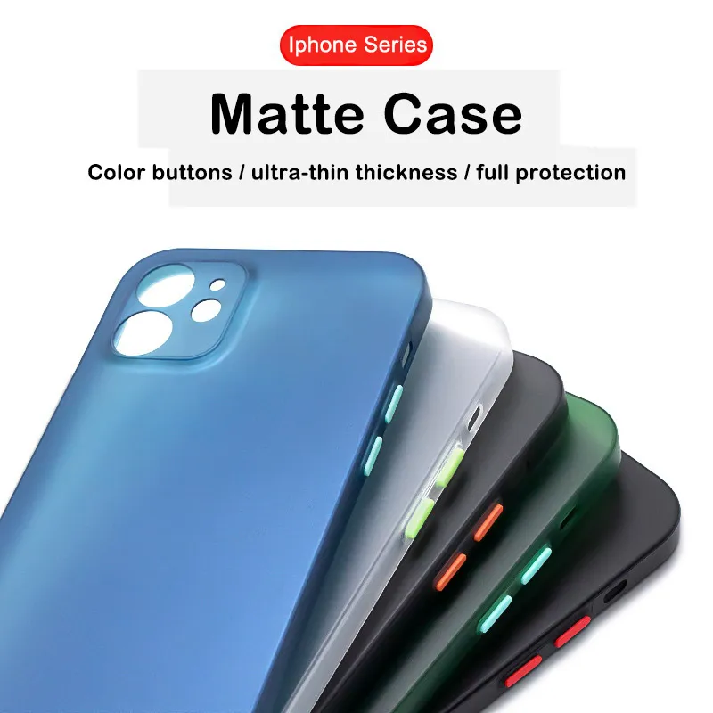 Custodia per telefono per iPhone 12 11 Pro MAX XS XR 7 8 plus SE 2 Cover protettiva opaca ultra sottile