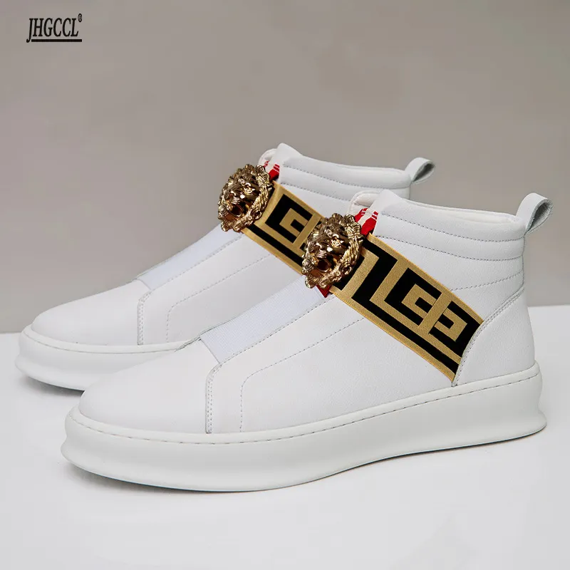 Luxury laarzen heren tijschoenen high top bord eerste laag cowhide merkontwerper laarzen kleine witte schoenheren heren hoge help sport a5