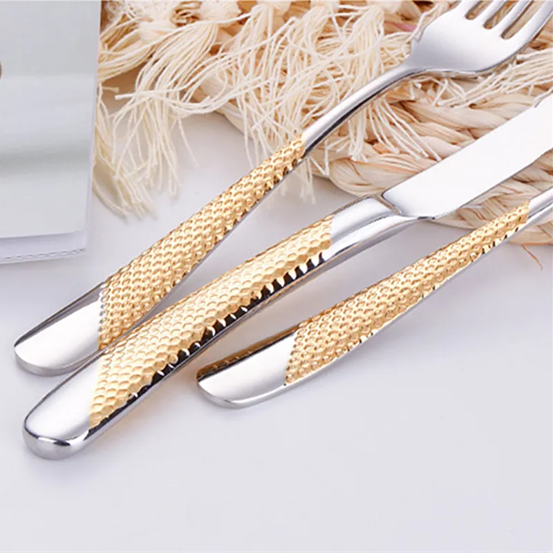 4Pcsset Cutlery Set 304 Stainless Steel Tableware Knife Fork Spoon Dinner Set Kitchen Dinnerware High Quality (5)