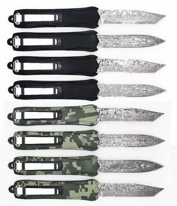 Black Camo A163 Damascus Pattern 8 Models Double Action Tactical Self Defense Pocket Folding Edc Knife Hunting Knives Outdoor Tools