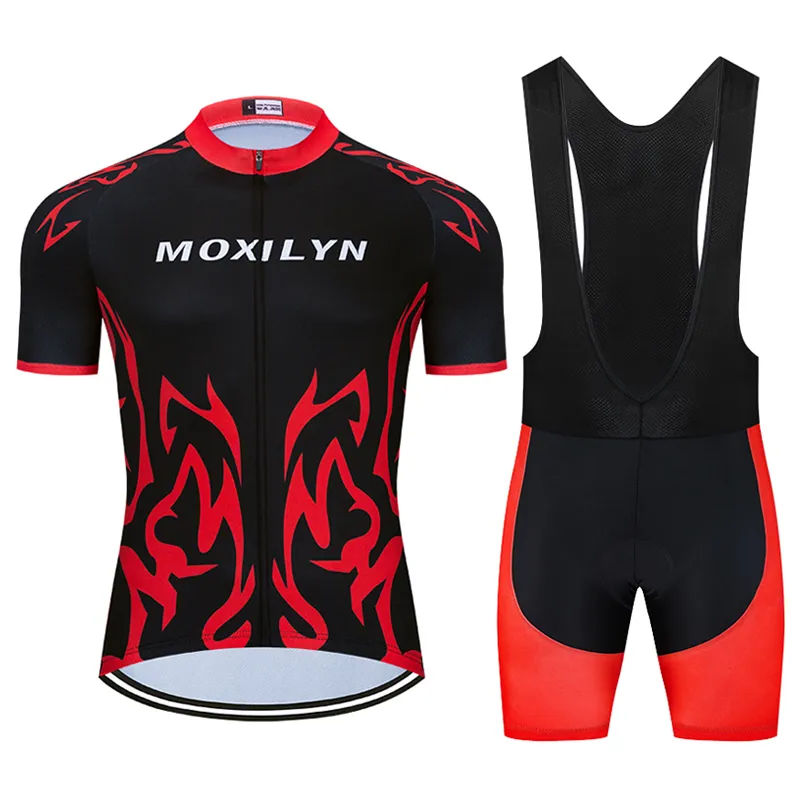 Factory direct sales MOXILYN Jerseys for Men Cyling Gear Set Bike Clothing Kit Short Sleeves MTB Bicycle Shirts and Cycling Bibs 21011501