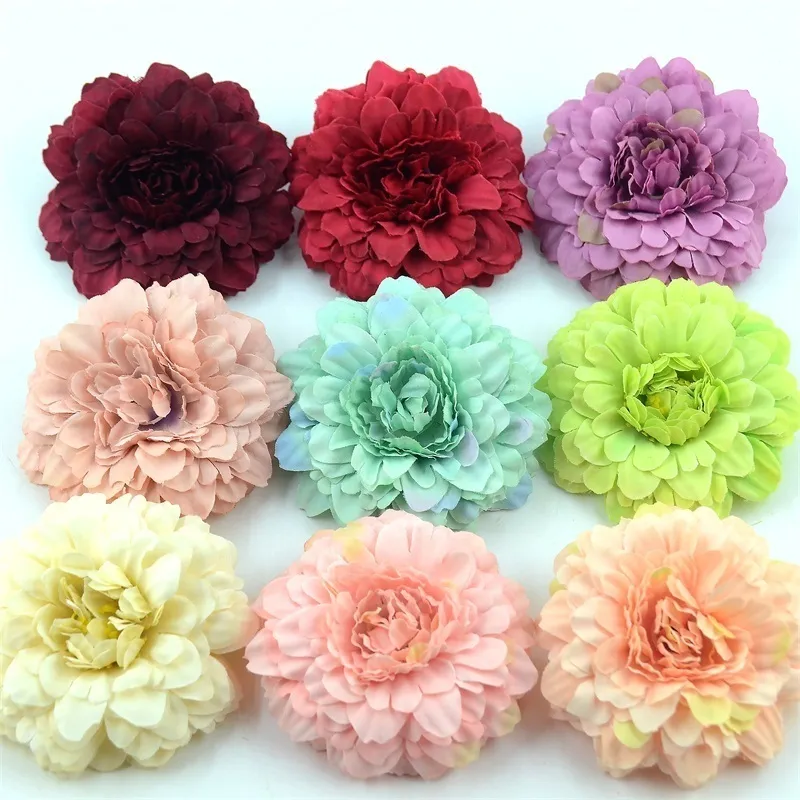 50PCS Chrysanthemum Artificial Silk Flower Head For Home Wedding Party Decoration Wreath Scrapbooking Fake Sunflower Flowers Y200111