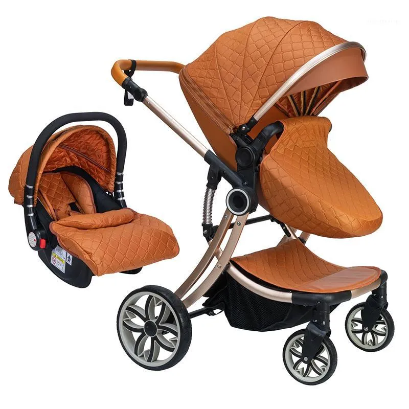 Kinderwagens # 2021 hoge landschap luxe eiervorm baby wandelwagen 3in1 met autostoel voor Born1