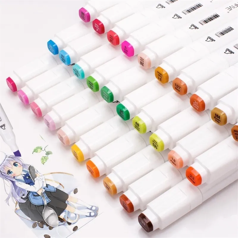 Touchfive Professional Lettering Calligraphy Pen Marker Pennarello indelebile a base di alcool 80 colori per materiale scolastico Y200709