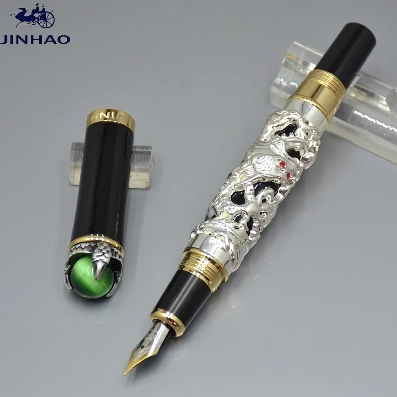 Stylo de marque de luxe Jinhao en forme de dragon reliefs 18 carats iraurita NIB Classics stylo plume fournitures scolaires de bureau d'affaires écriture stylos à encre lisse