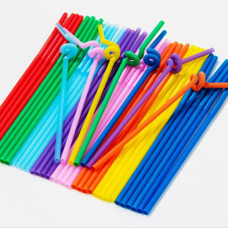 Packaging Dinner Service Mixed Color Disposable Drinking Straw DIY Plastic Double Bendable Elbow Party Juice Tube Straws DH8778