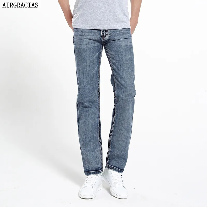 AirGracias Brand Jeans Ретро Ностальгия прямые джинсовые джинсы мужчины плюс размер 28-42 мужчин длинные брюки брюки классический байкер Джин 201111