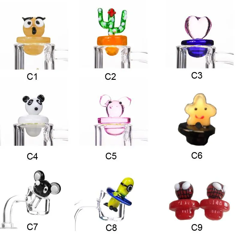 Großhandel einfarbige Glas-Vergaserkappenkuppel verschiedener Stile für Bongs, Wasserpfeifen, Dab-Ölplattformen, 4-mm-Thermal-P-Quarz-Banger