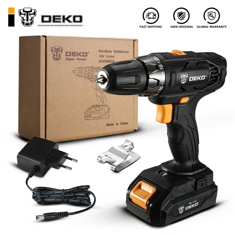 DEKO GCD20DU5 16/18V 16/18 Volt Max Tournevis électrique Perceuse sans fil Mini Power Driver DC Batterie lithium-ion 2 vitesses 201225