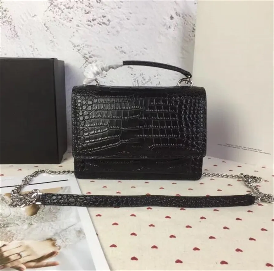 Handtaschen Damen Luxus Designer Tasche aus echtem Leder mit Buchstaben Damenketten Krokodilmuster Messenger Bags Großhandel Schulterhandtasche