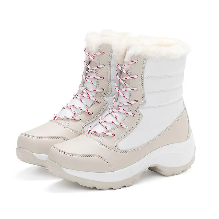 Compra Botas Para Mujer Invierno Calidad Cálida Mid Becerro Botas De Nieve  Señoras Encaje Up Cómodos Botines Impermeables Chaussures Femme Botas MUJER  H Barato | Entrega Rápida Y Calidad | Es.Dhgate