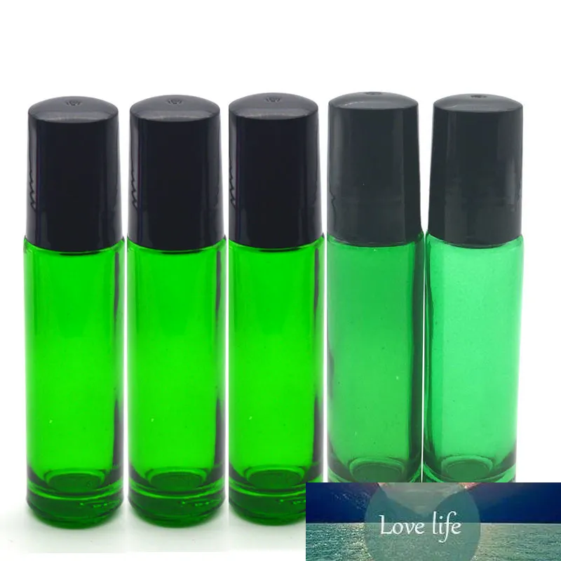Hot Duft Parfüm leer 10 ml grüne Roller Glasflasche leeres ätherisches Öl 10cc Roll-on Ball dicke Glasflasche 5 stücke