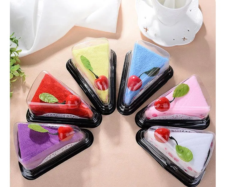 Party Favor Lovely Cake Shape Towel Cotton Microfiber Baby Face Shower Valentine`s Day Wedding Birthday Gift 20*20cm SN3237