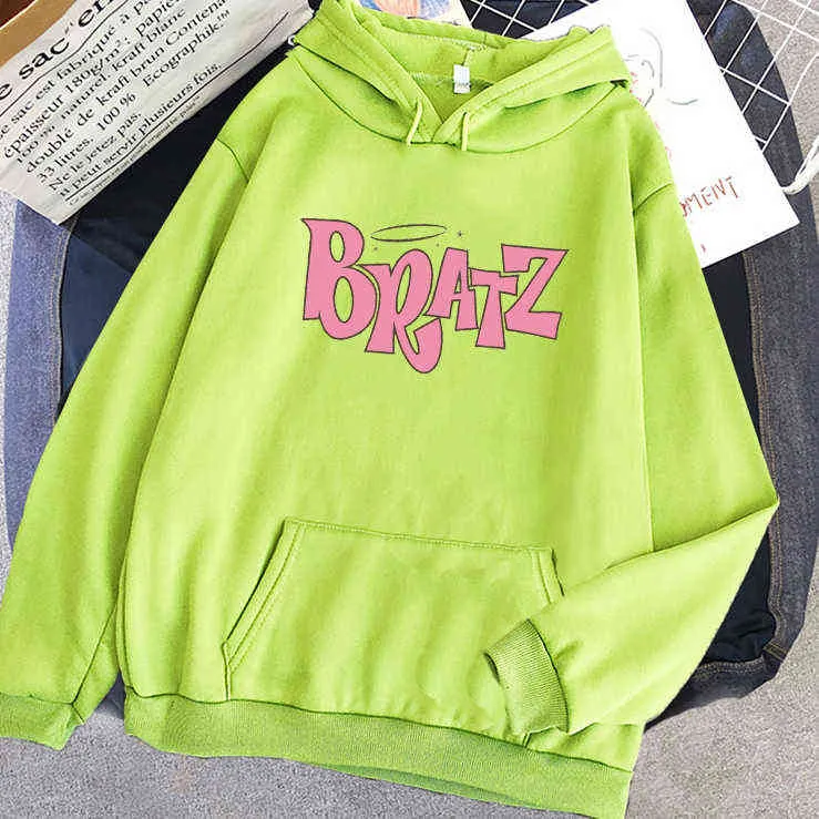 Bratz Letter print hoodie Autumn winter Sweatshirt unisex men and Women`s Casual student Fashion Hooded Long Sleeve 220115