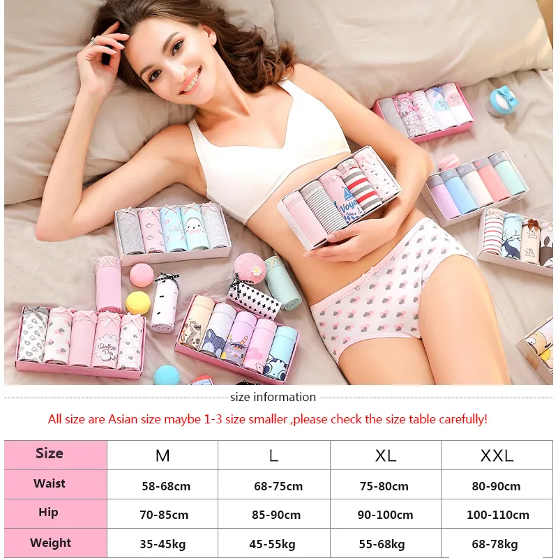 LANGSHA Womens Soft Cotton Cute Cotton Underwear Sets 5 Cute Print Intimate  Briefs In Plus Size XXL For Girls And Ladies Breathable Underpants LJ200822  From Luo04, $8.7