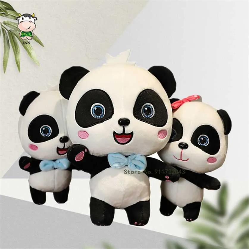 Plysch leksaker djur baby kawai plushie födelsedagspresent mjuka roliga peluch dockor panda kuddar för soffan hushåll flik blå smiley 220210