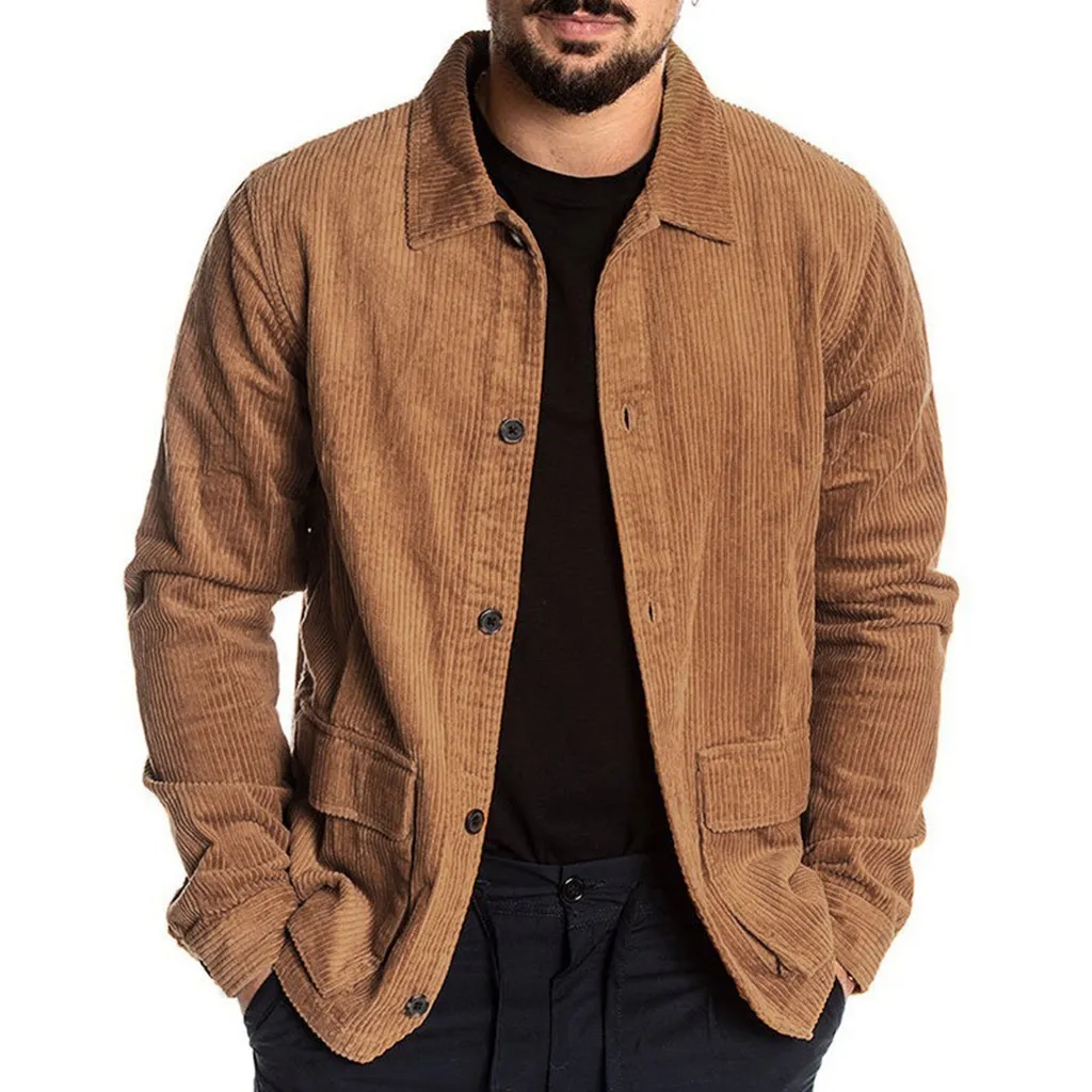 Veste d'hiver en velours côtelé pour hommes, manteau d'extérieur marron, noir, parka slim, veste pilote pour homme, veste sociale décontractée, manteau 9 # 201022