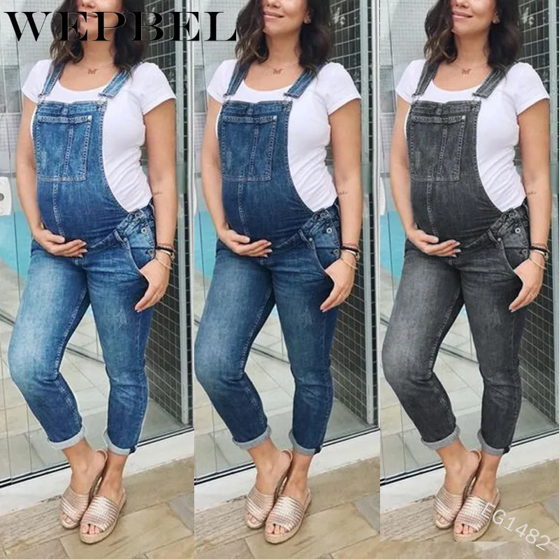 Maternity 2025 jeans jumpsuit