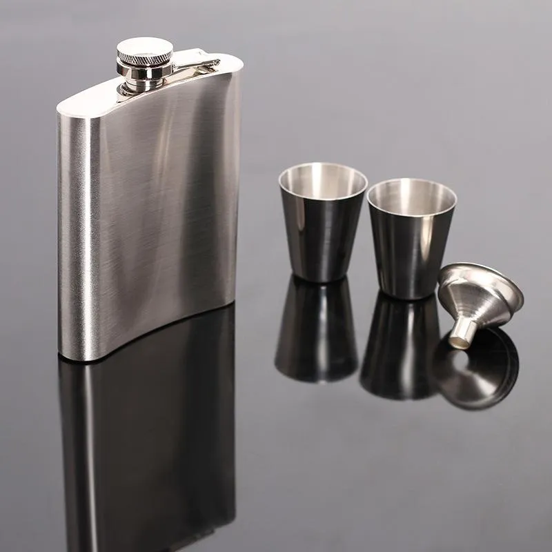 Småficka Vinflaskor Set med Vin Glastratt Customizable Hip Flask Outdoor Portable Rostfritt Stål 7oz Hip Flask Fast Ship