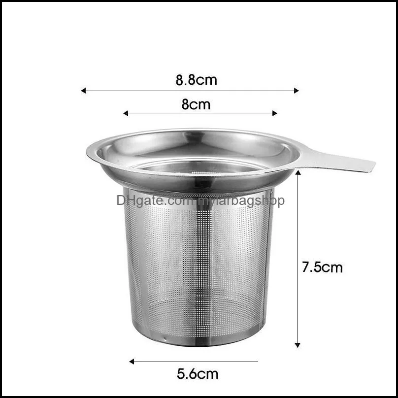 304 Stainless Steel Tea Strainers Large Capacity Tea Infuser Mesh Strainer Water Filter Teapots Mugs Cups HHF12928