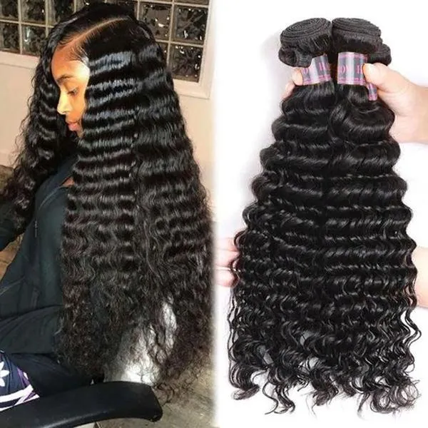 Ishow Diepe Losse Braziliaanse Menselijke Haarbundels WEKS Yaki Rechte Krullende Body Water Virgin Hair Extensions voor Vrouwen Alle leeftijden 8-28 Inch Jet Black