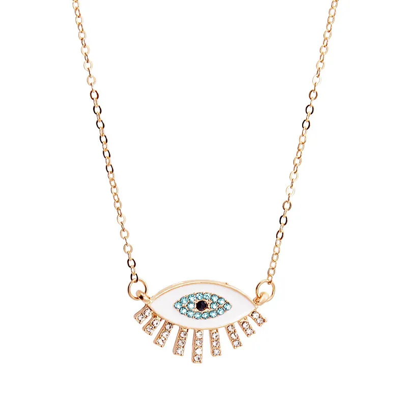 S2774 Bijoux De Mode Evil Eye Pendentif Collier Pour Femmes Strass Blue Eye Rouge Lèvres Collier Ras Du Cou