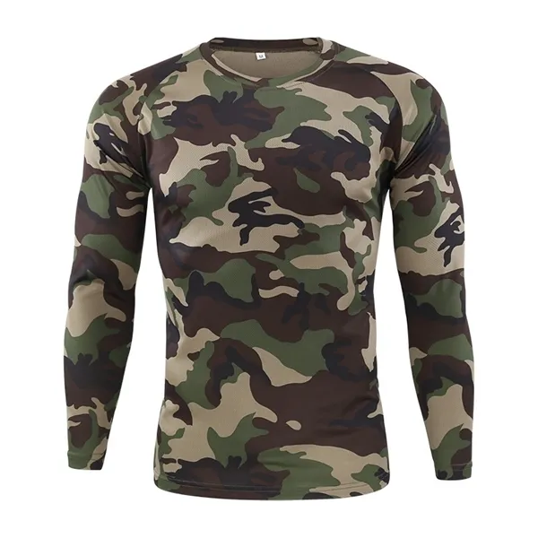 Camuflagem tática de manga longa camisetas homens respiráveis ​​rapidamente seco o-pescoço de fitness camiseta de camuflagem multicam camisetas militares y1113
