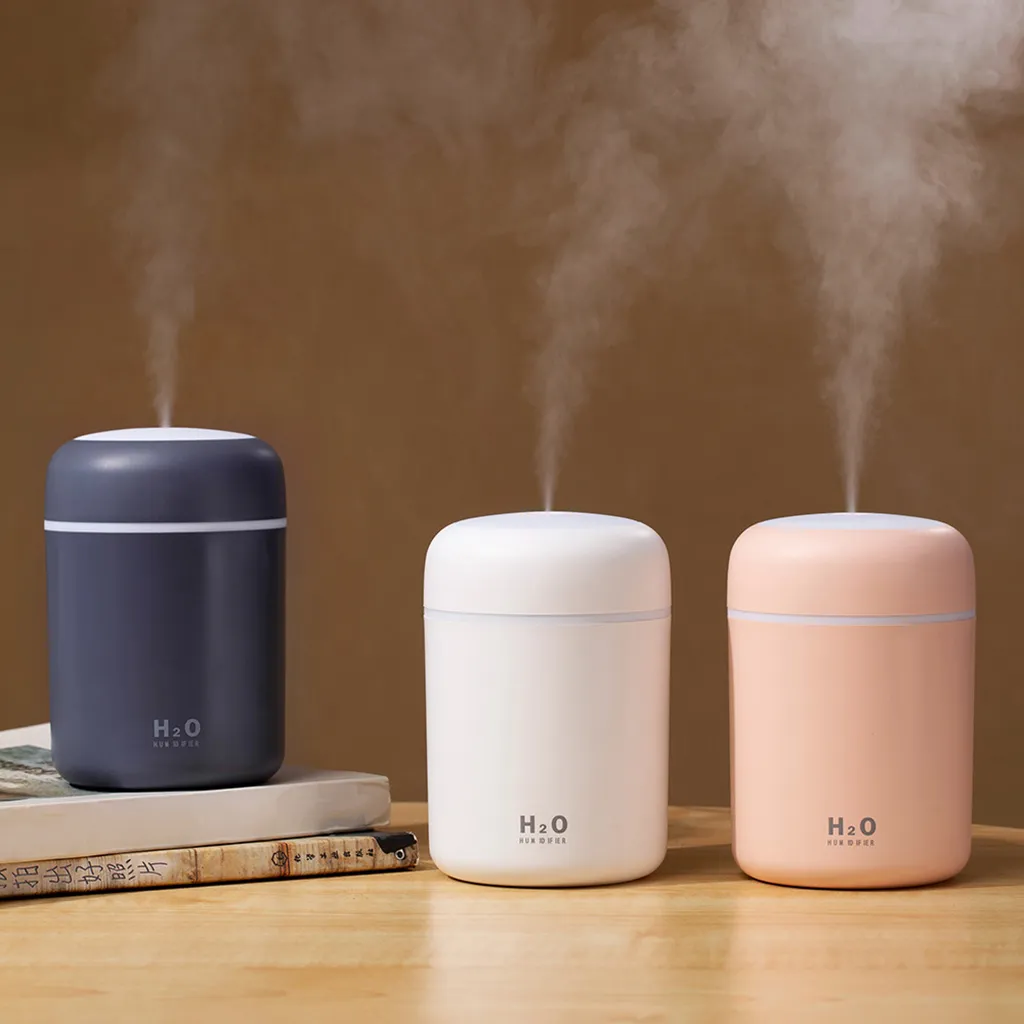 300ml Mini Air Humidifier Electric Air Diffuser Aroma Oil Diffuser USB Cool Mist Sprayer with Night Light for Home Office Car 