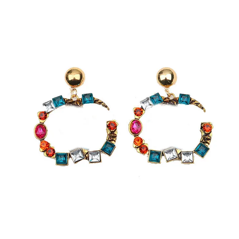 Trendy Designer Colorful Earrings Creative Letters Earrings Women Diamond Charm Studs Exaggerated Earrings Jewelry Accessories Wholesale