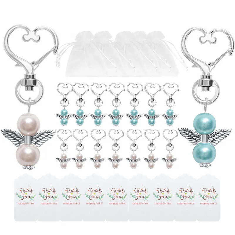 Ängel gynnar nyckelringar Tack Taggar Presentväskor Gästrengöring Favoriter Baby Shower Bridal Shower Wedding Gifts JK2101XB