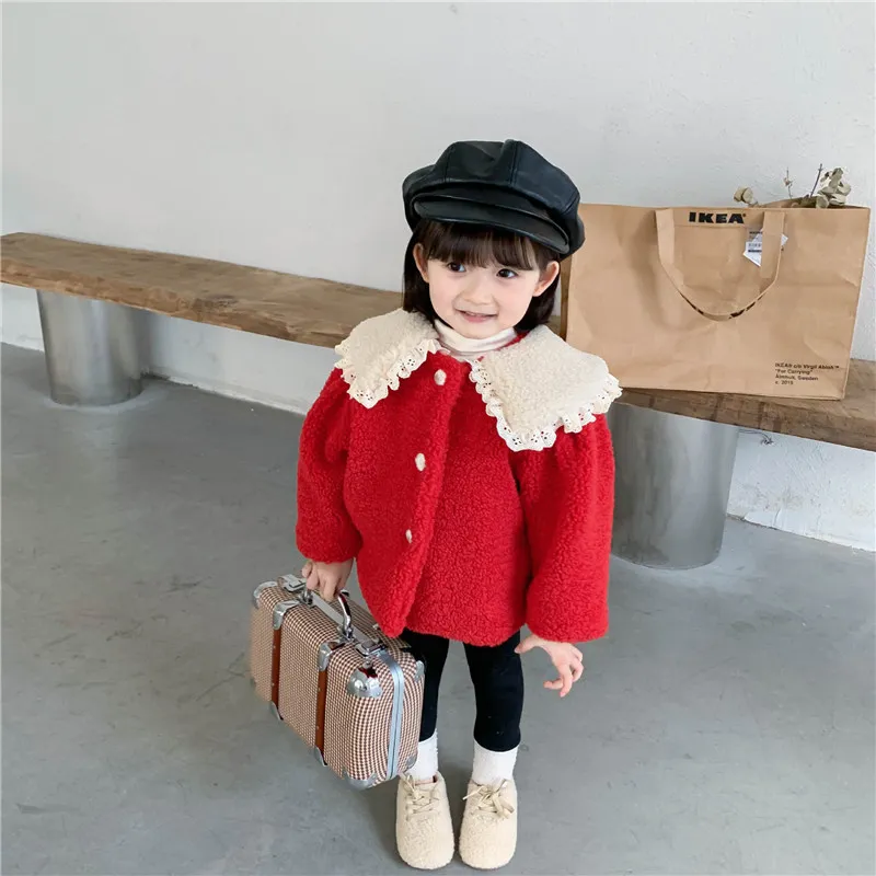 Baby Boy/Girl Thickened Fleece Solid Lapel Long-sleeve Single Breasted Coat