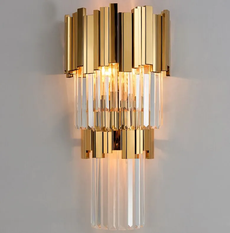 Post-nowoczesny kryształowy ścienny kinkiet lekkie kryształ ściany luksusowy kreatywny ciepły korytarz sypialnia lampka nocna