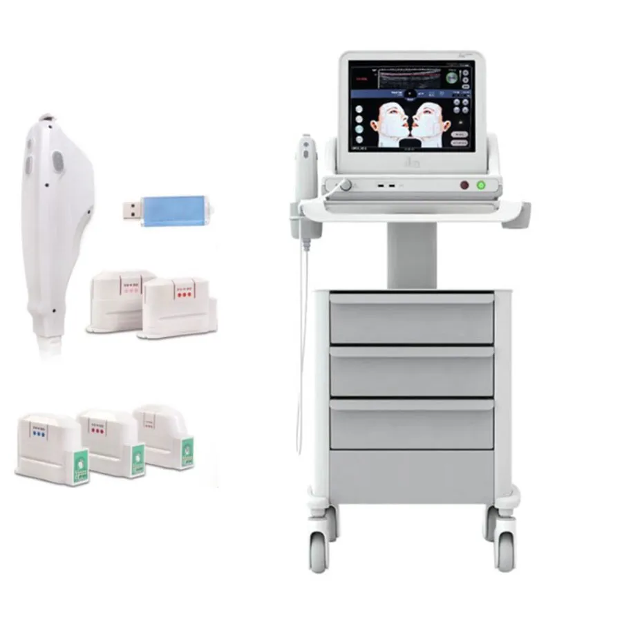 HIFU wysoka intensywność Skoncentrowana ultradźwięki Ultrasound HIFU Maszyna do podnoszenia twarzy zmarszczki Odchudzanie z 5 wkładami Salon Home Użyj domu