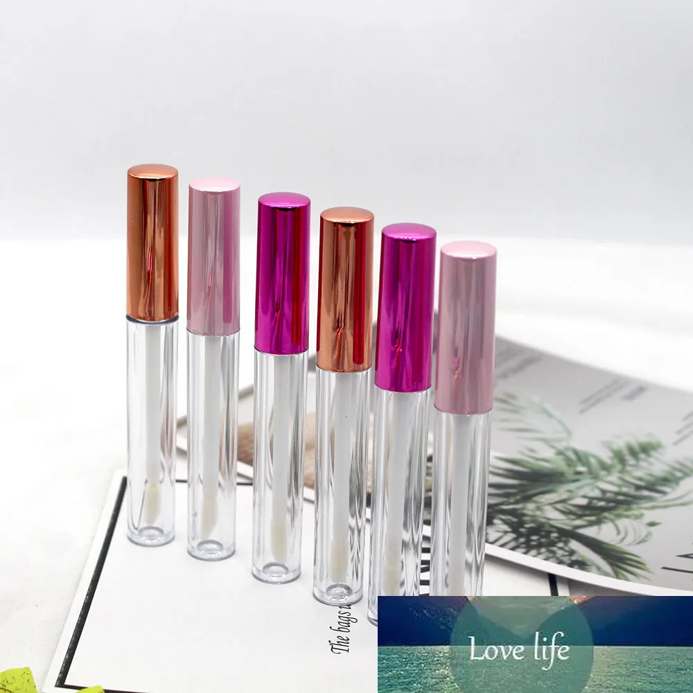 5 uds 2,5 ml plástico transparente mate brillo de labios tubo vacío cosmético brillo de labios varita contenedor de embalaje con tapa roja rosa dorada brillante