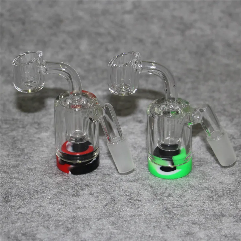 Mini 2inch Glass Ash Catcher Reclaimer met 5 ml siliconencontainer 14 mm 18 mm dikke Pyrex Ashcatcher Bong Water Pijpen DAB Rigs