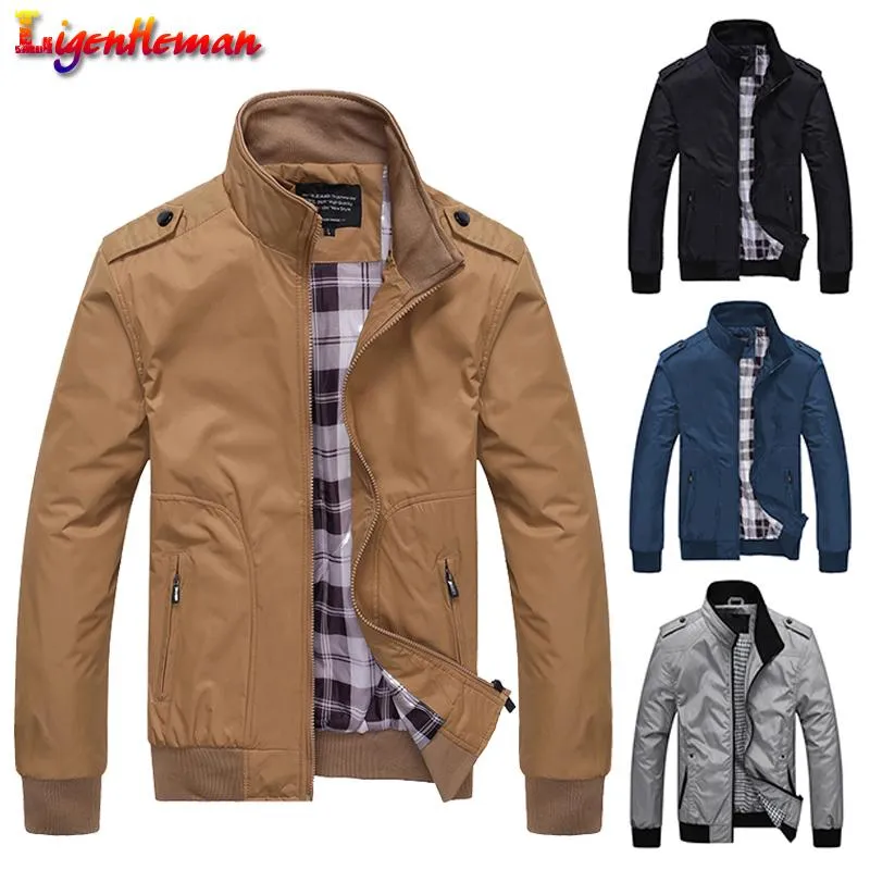 Men's Jackets Mens Spring Autumn Casual Coats Solid Color Sportswear Stand Collar Slim Male Bomber Clothing