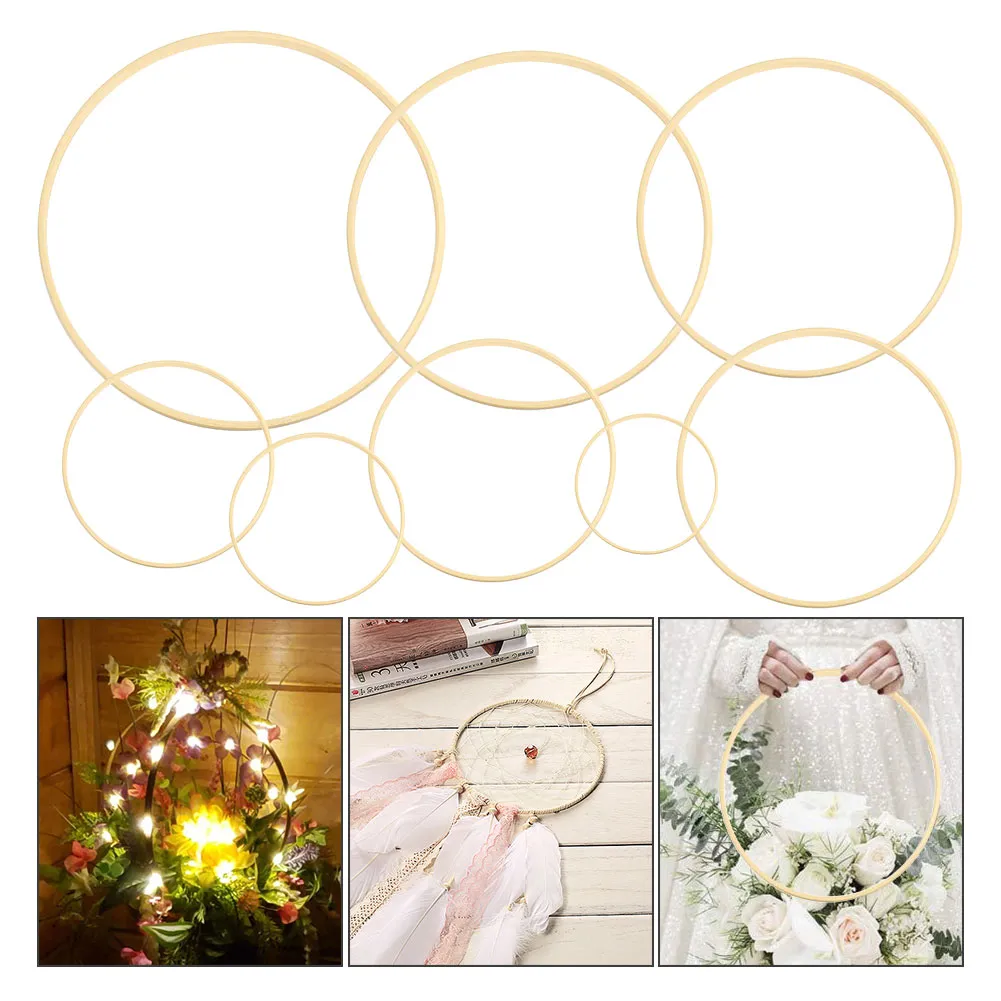 10-30cm DIY Handgjord Träfångare Hopp Floral Hoop Round Versatile Bamboo Cirkel Ring Dekorativ Hängande Krans Bröllopsinredning