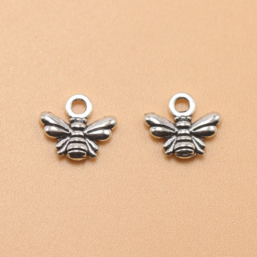 200 Teile/los Silber Farbe Bee Charms Anzahl Anhänger Halskette Handwerk, Die Entdeckungen Schmuck 10x11mm