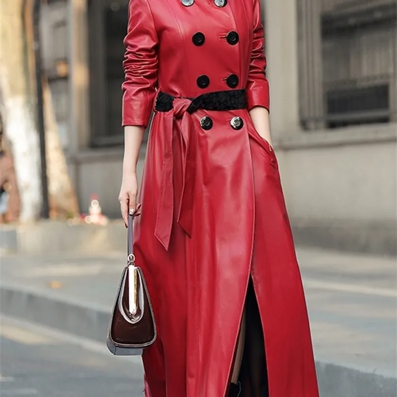 Nerazzurri Maxi Skirted Leather Trench Coat For Women Luxury Womens ...
