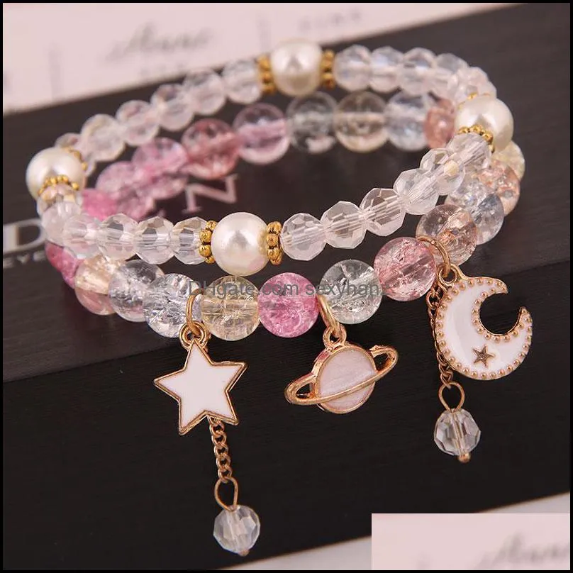 Fashion Crystal Beaded Bracelets & Bangles Luxury Multilayer Star Moon Strand Bracelet Femme Bijoux Charm Pulseras Mujer Jewelry