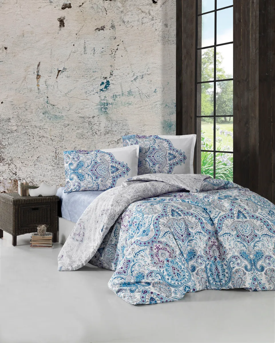 Paliza% 100 cotone set biancheria da letto di qualità blu matrimoniale king size copripiumino set Lux moderno romantico lenzuolo piumino federa T200706